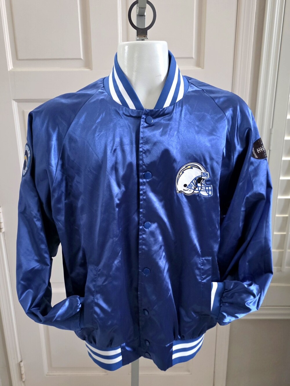 Los Angeles Chargers Women's Satin Jacket Blinged out bedazzled custom DIY NFL